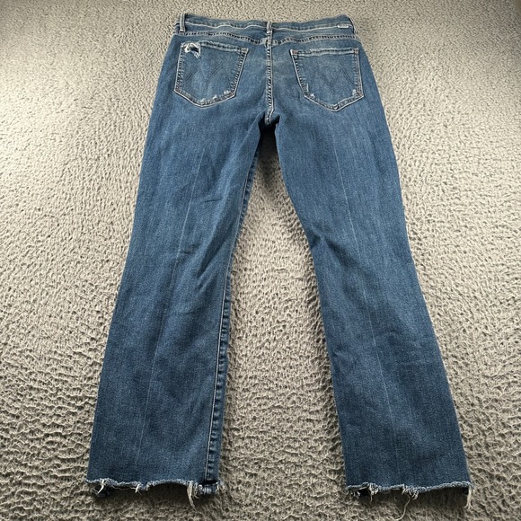 MOTHER Jeans Womens 32 Insider Crop Step Crew Distressed Raw Hem High Rise Blue - Picture 11 of 15